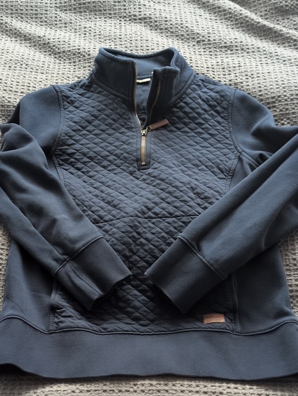 EUC L.L. Bean Navy Quilted Half-Zip Women's Sweater Size Small